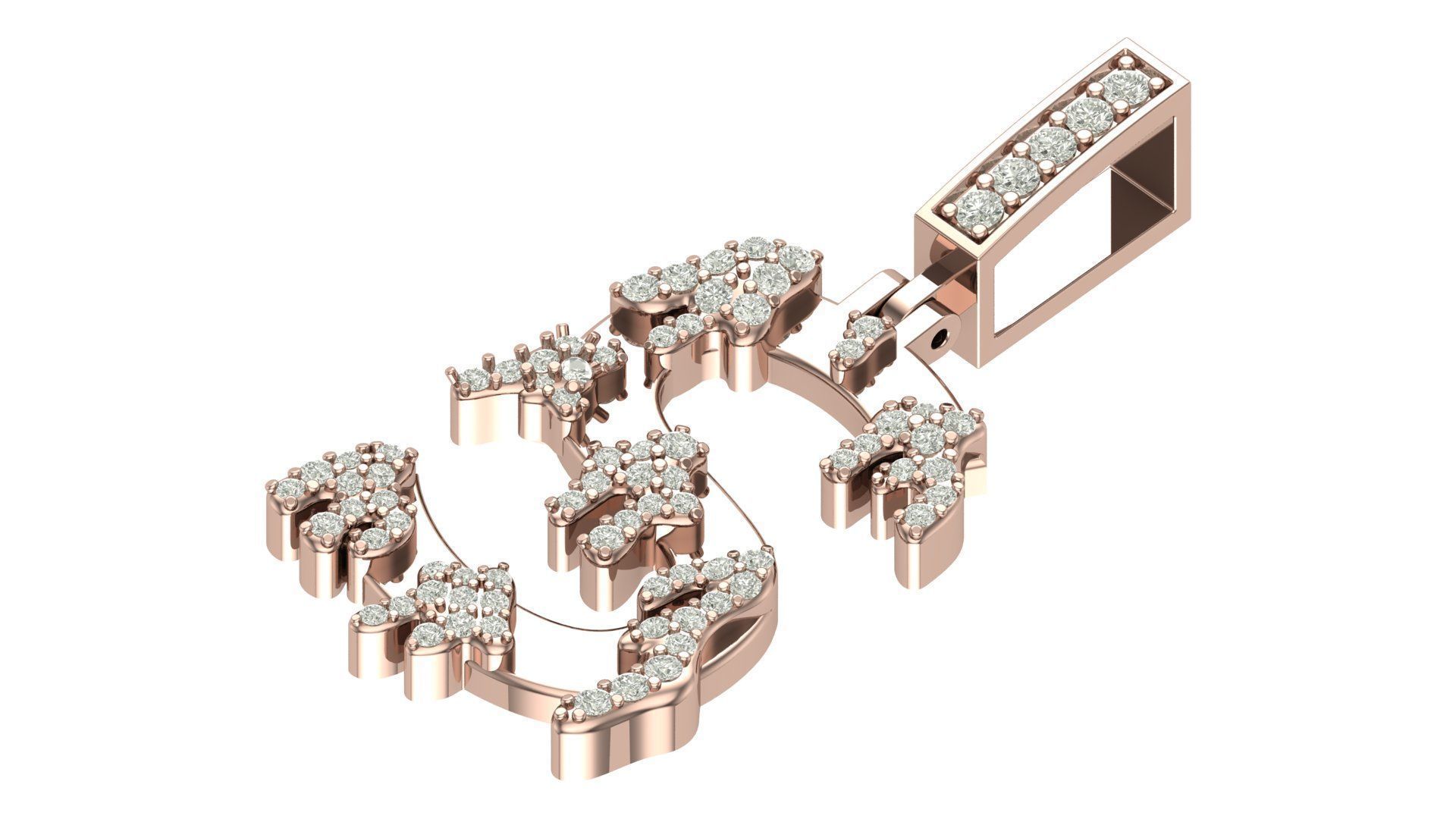 Alphabet Latter hiphop Pendent 3D print model_5