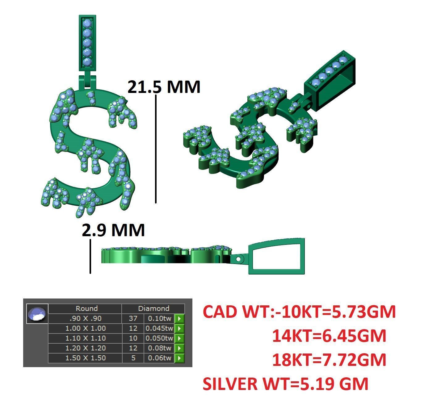 Alphabet Latter hiphop Pendent 3D print model_13