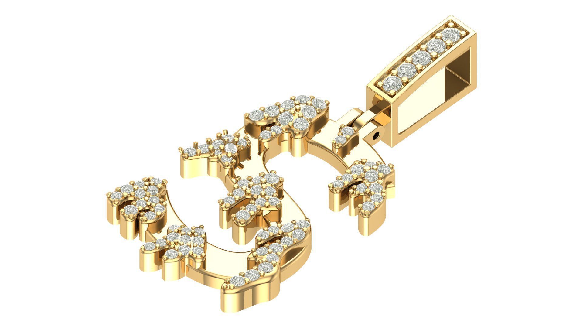 Alphabet Latter hiphop Pendent 3D print model_3