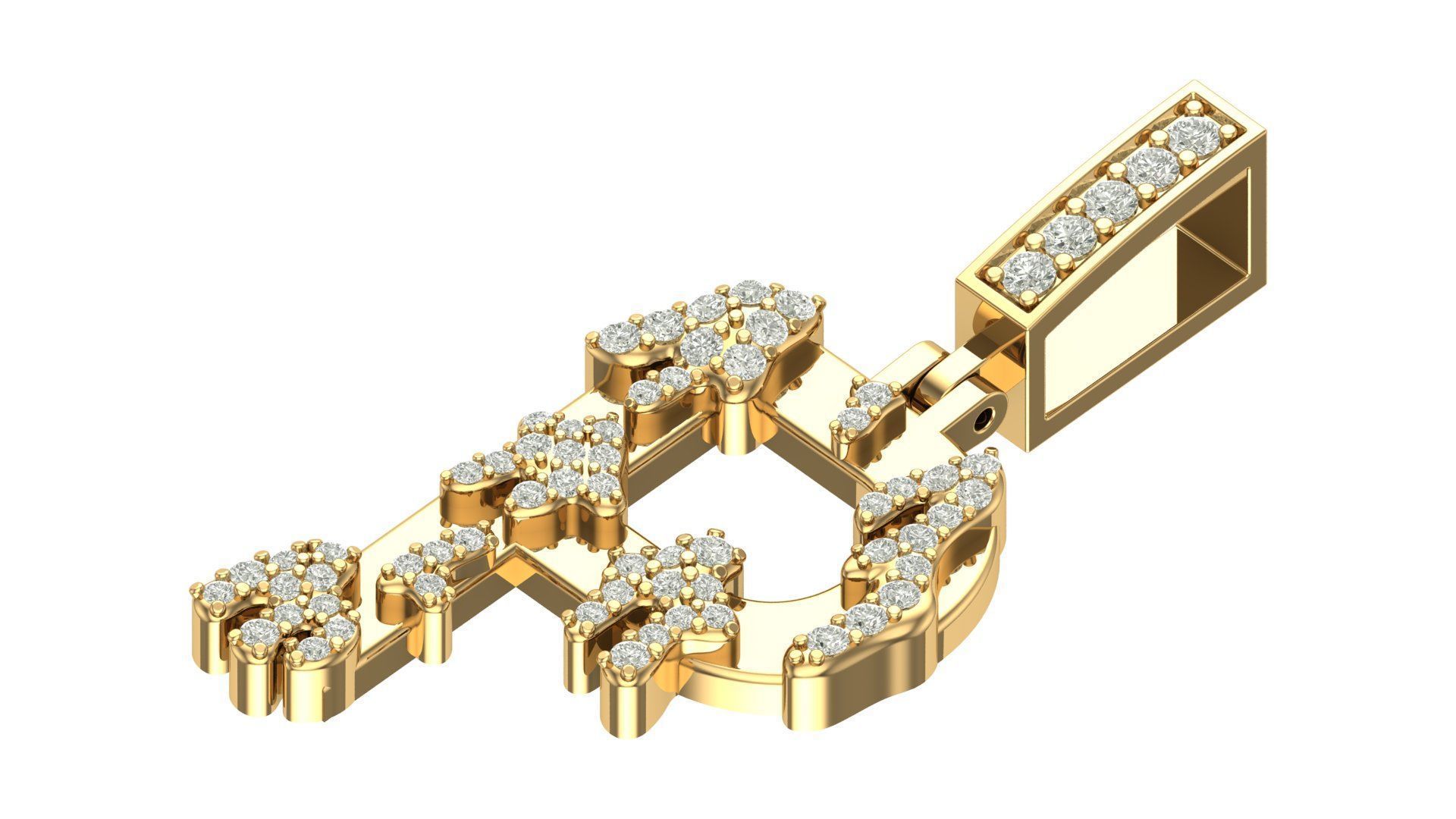 Alphabet Latter hiphop Pendent 3D print model_3