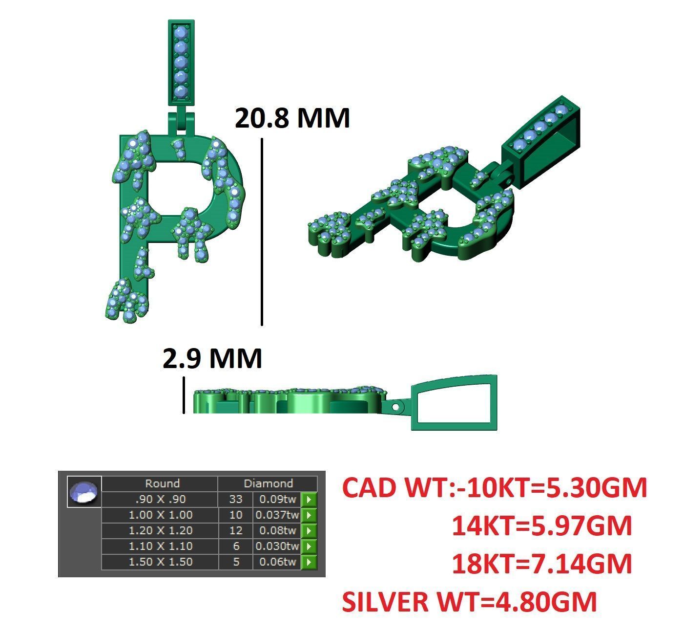 Alphabet Latter hiphop Pendent 3D print model_13