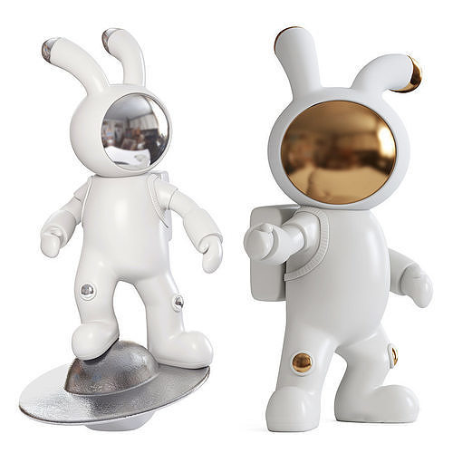 Space rabbit sculpture Low-poly 3D model