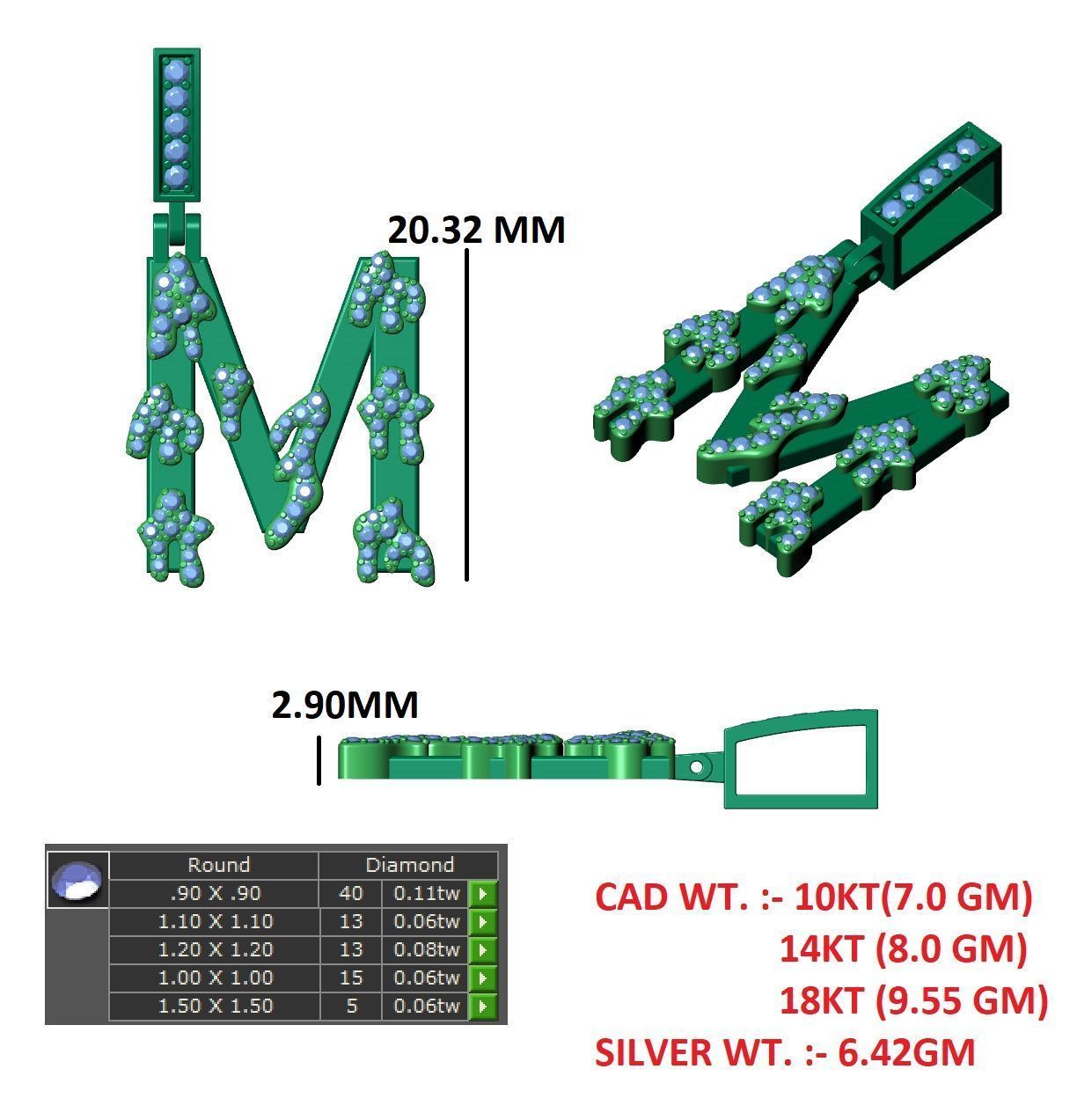 Alphabet Latter hiphop Pendent 3D print model_13