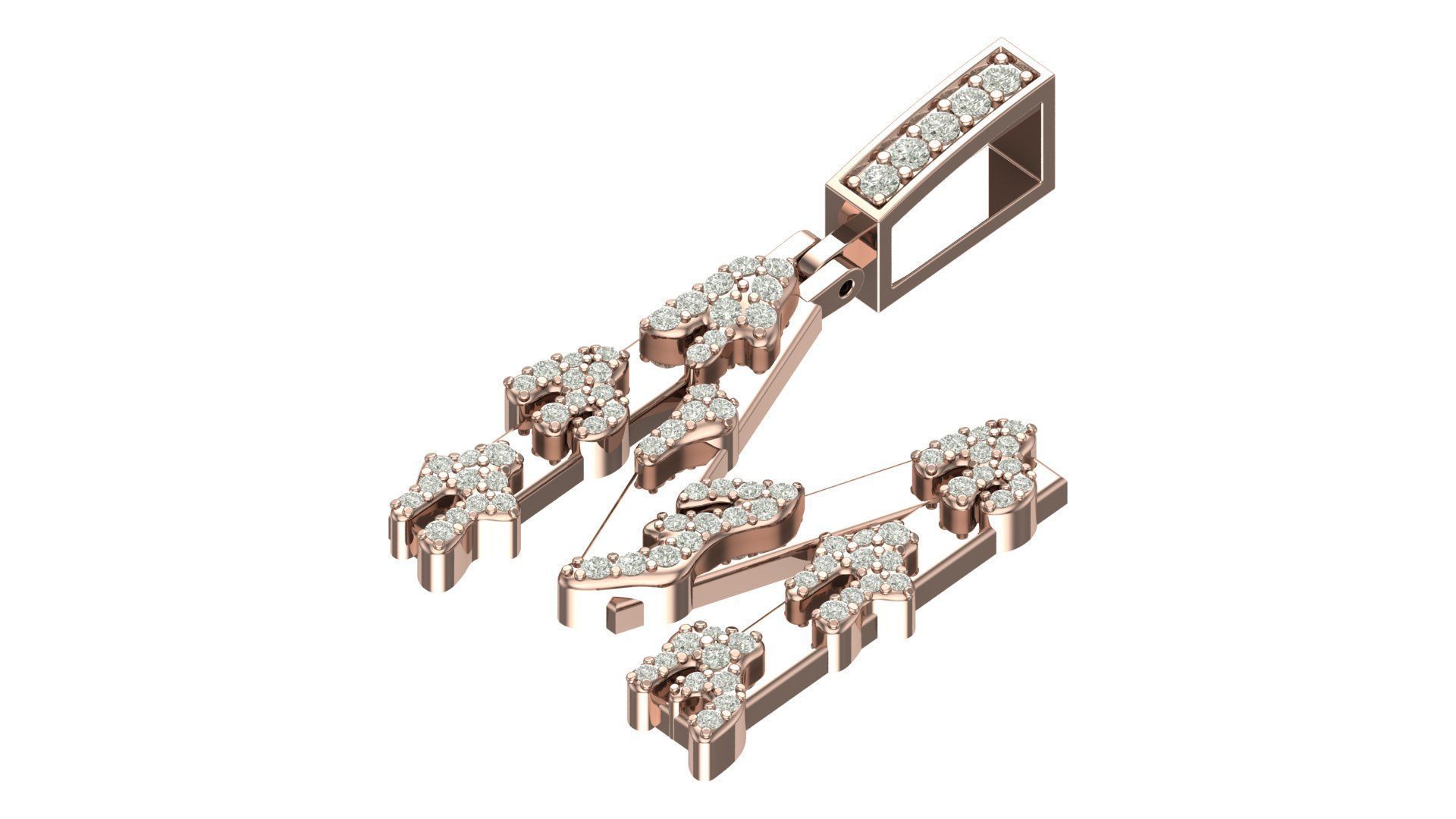 Alphabet Latter hiphop Pendent 3D print model_5