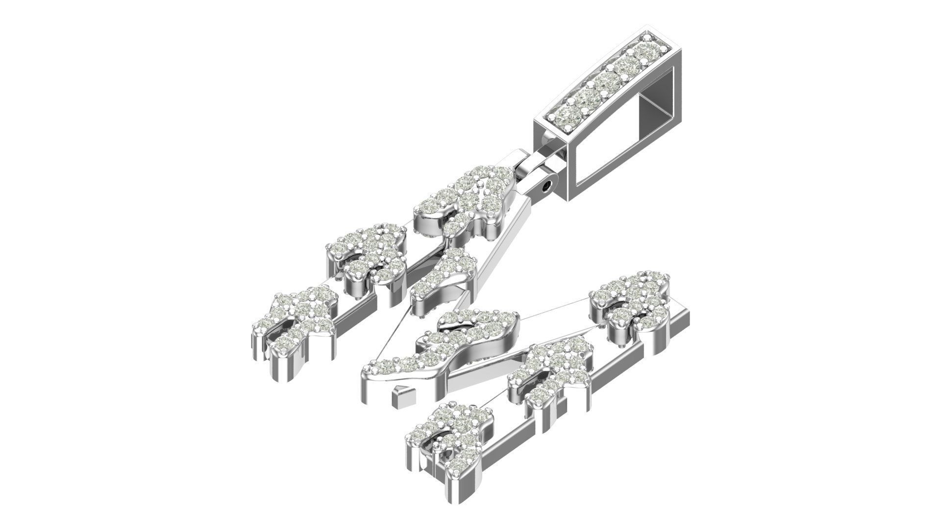 Alphabet Latter hiphop Pendent 3D print model_4