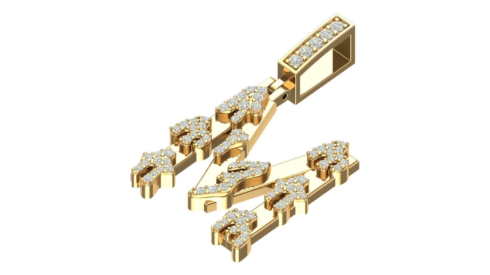 Alphabet Latter hiphop Pendent 3D print model_3