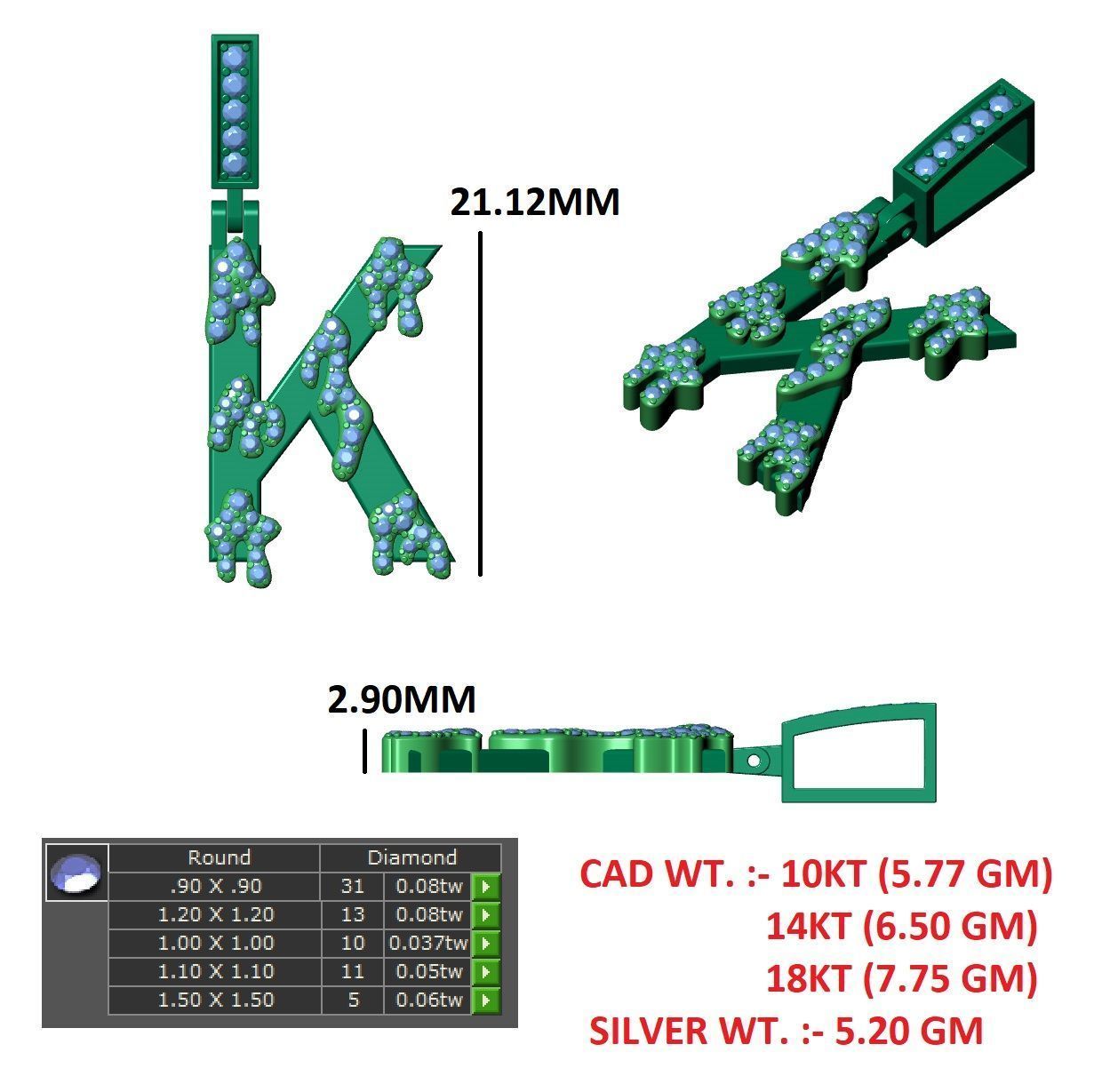 Alphabet Latter hiphop Pendent 3D print model_13