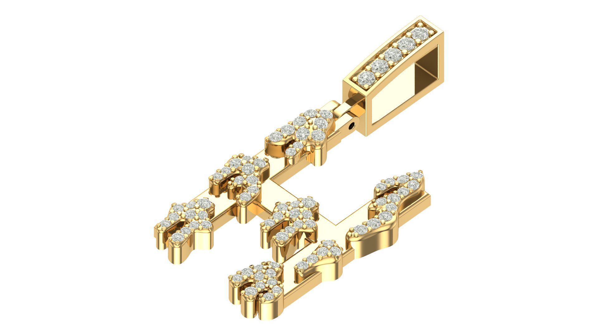 Alphabet Latter hiphop Pendent 3D print model_3