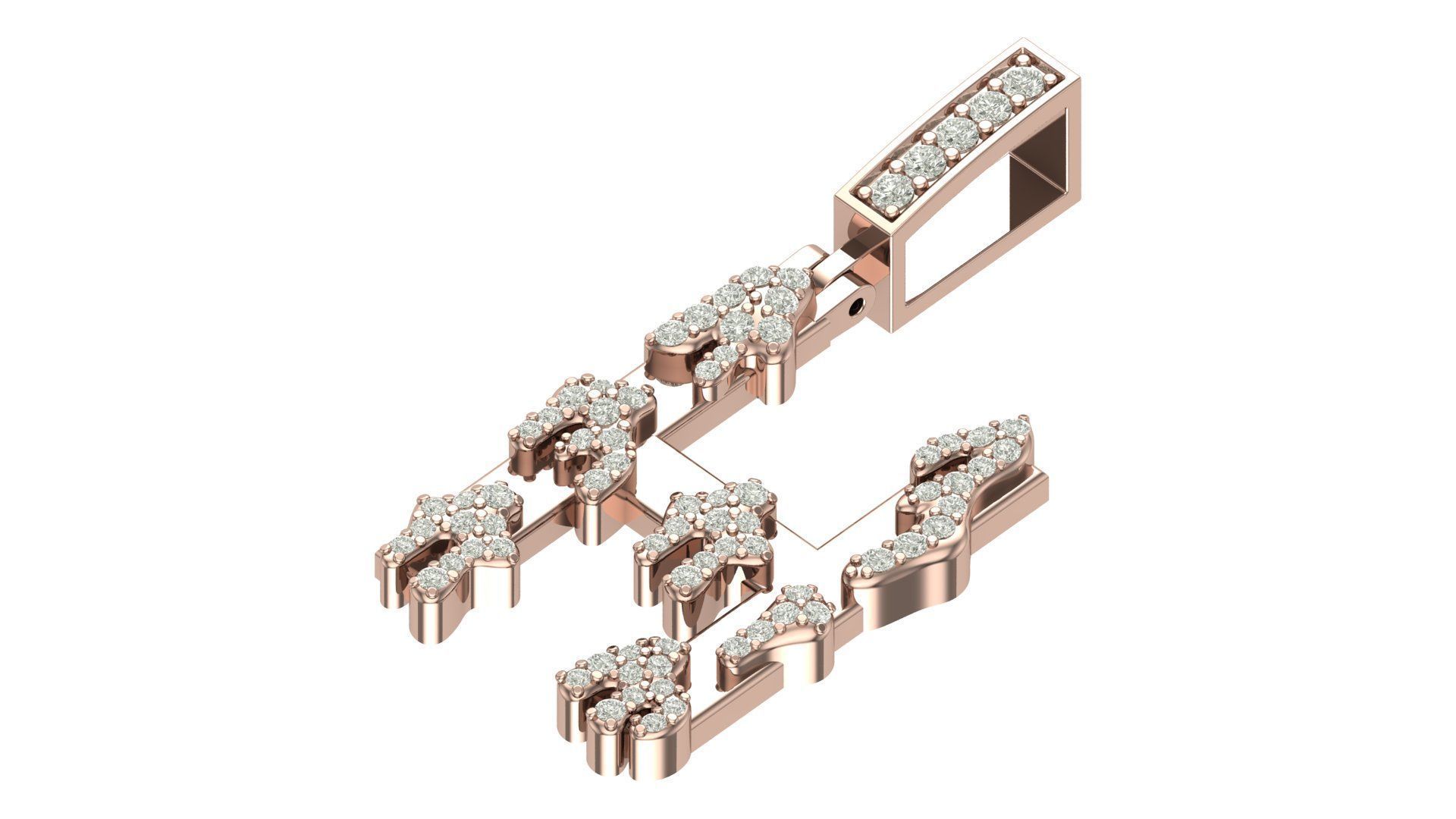 Alphabet Latter hiphop Pendent 3D print model_4