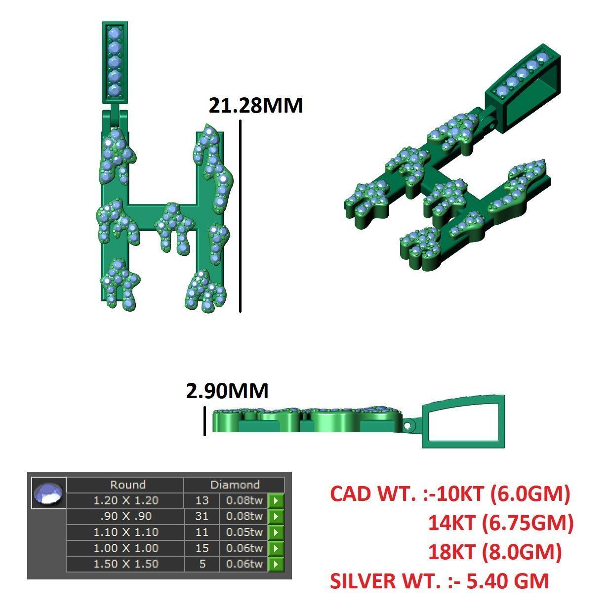 Alphabet Latter hiphop Pendent 3D print model_12