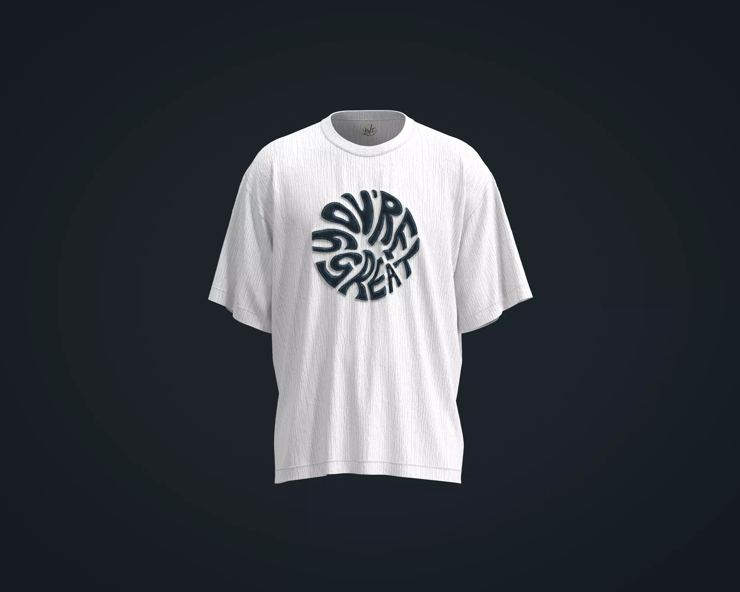 Mens T-Shirt with Crinkled fabric and Embossed Texture 3D model