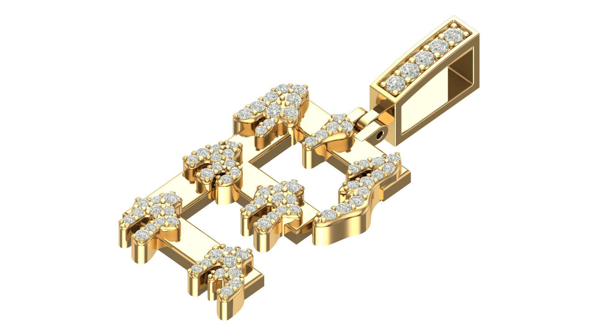 Alphabet Latter hiphop Pendent 3D print model_3