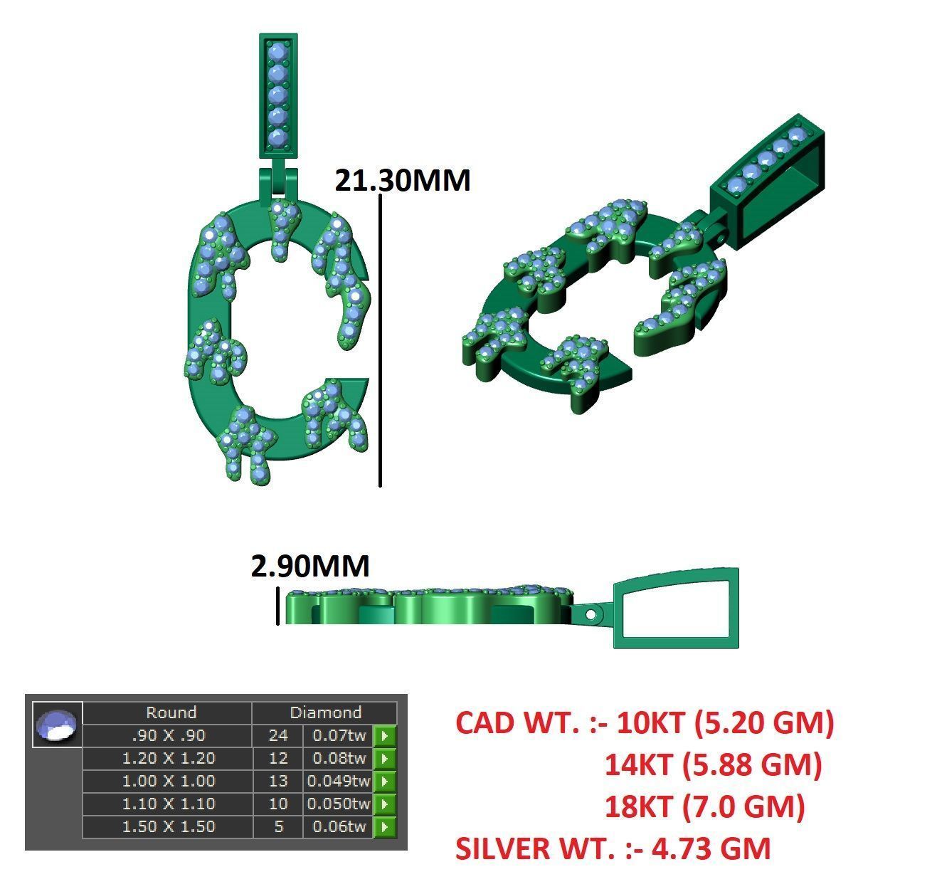 Alphabet Latter hiphop Pendent 3D print model_12