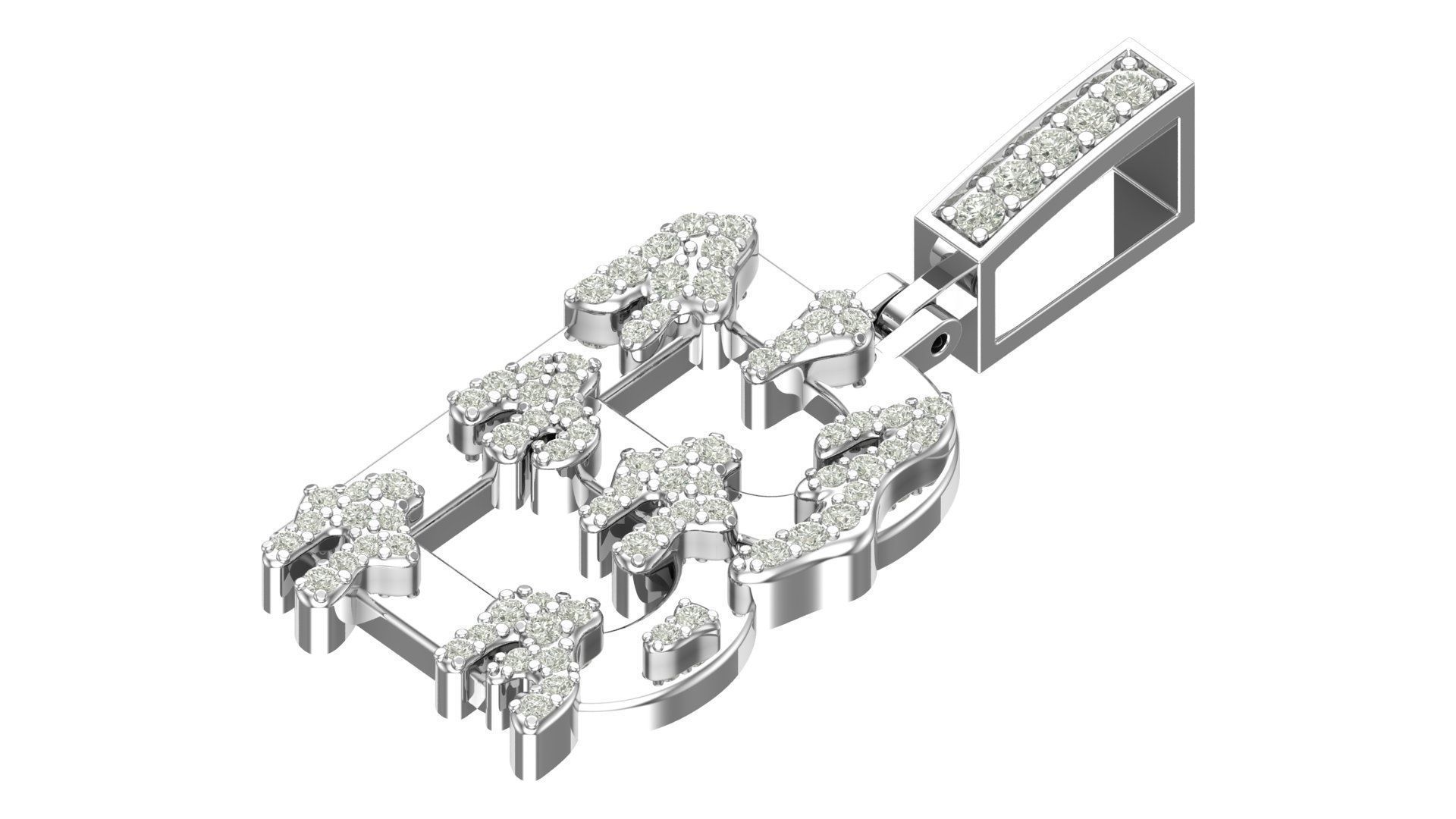 Alphabet Latter hiphop Pendent 3D print model_5