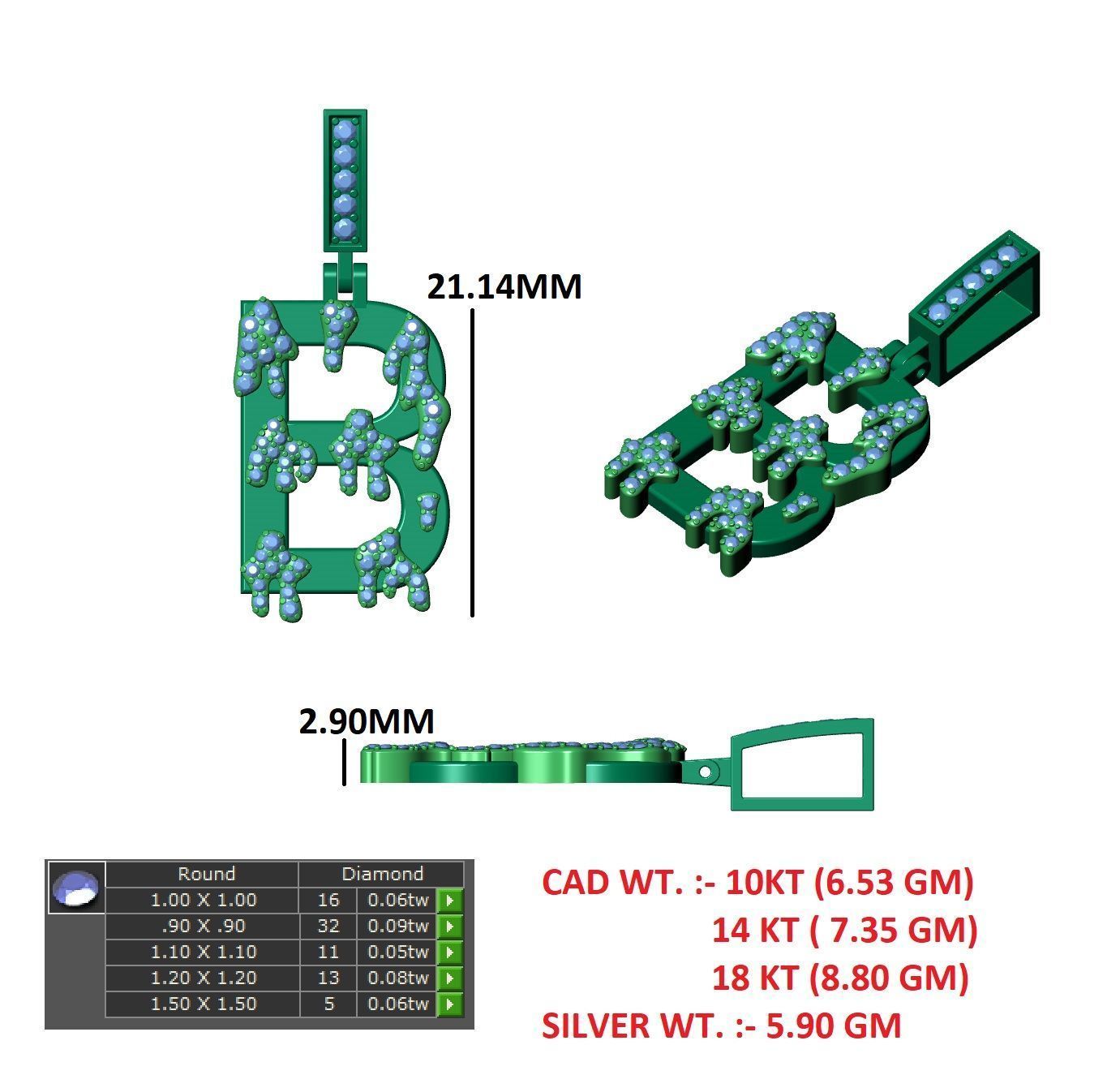 Alphabet Latter hiphop Pendent 3D print model_12