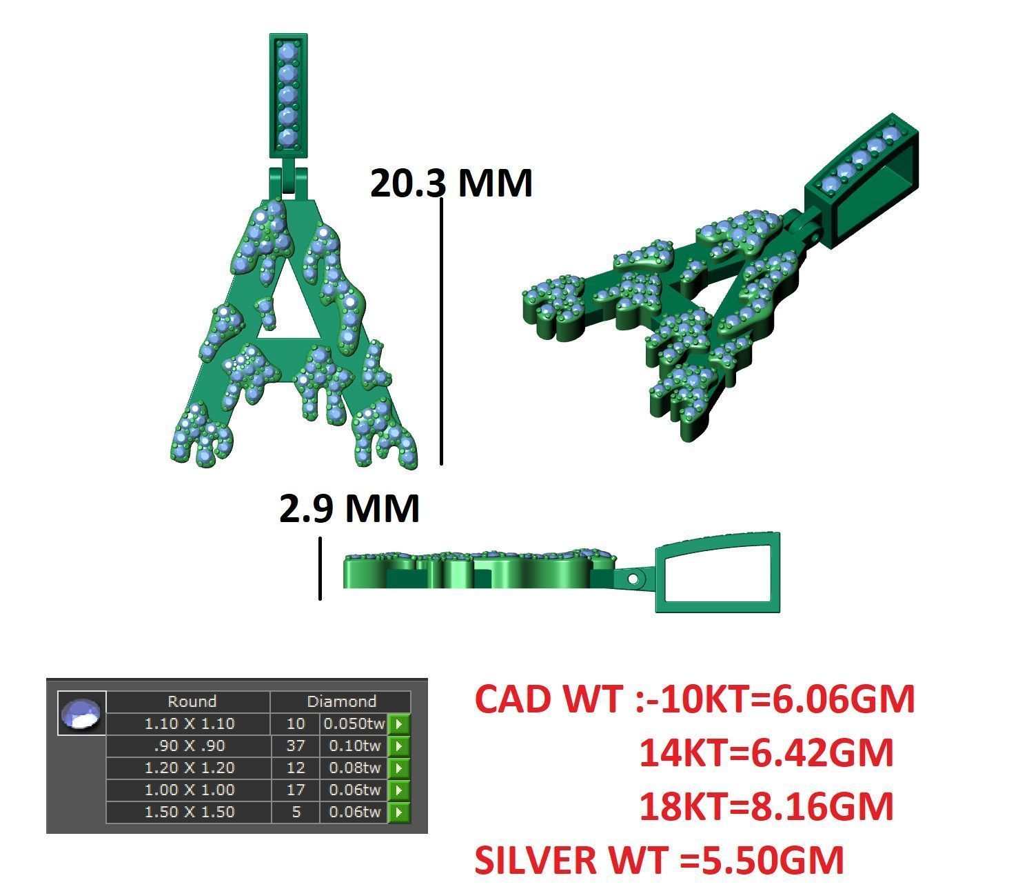 Alphabet Latter hiphop Pendent 3D print model_12