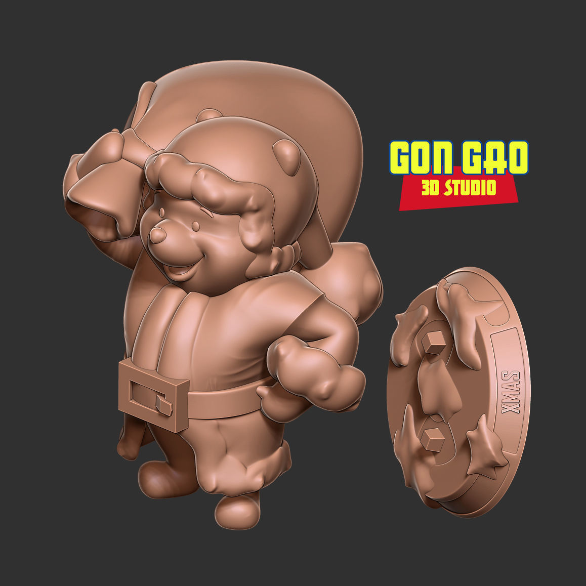 Santa Pooh 3D print model_2