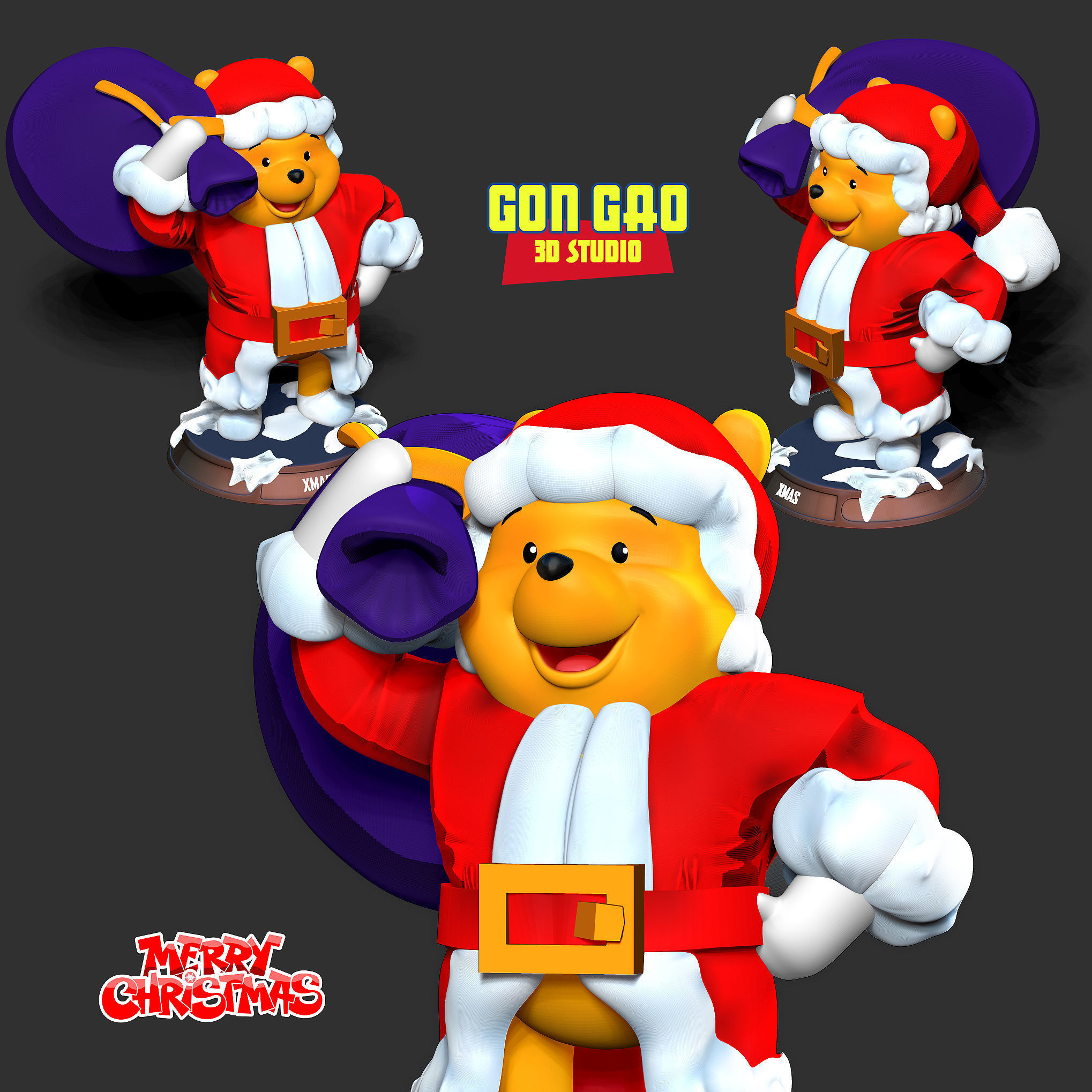 Santa Pooh 3D print model_1