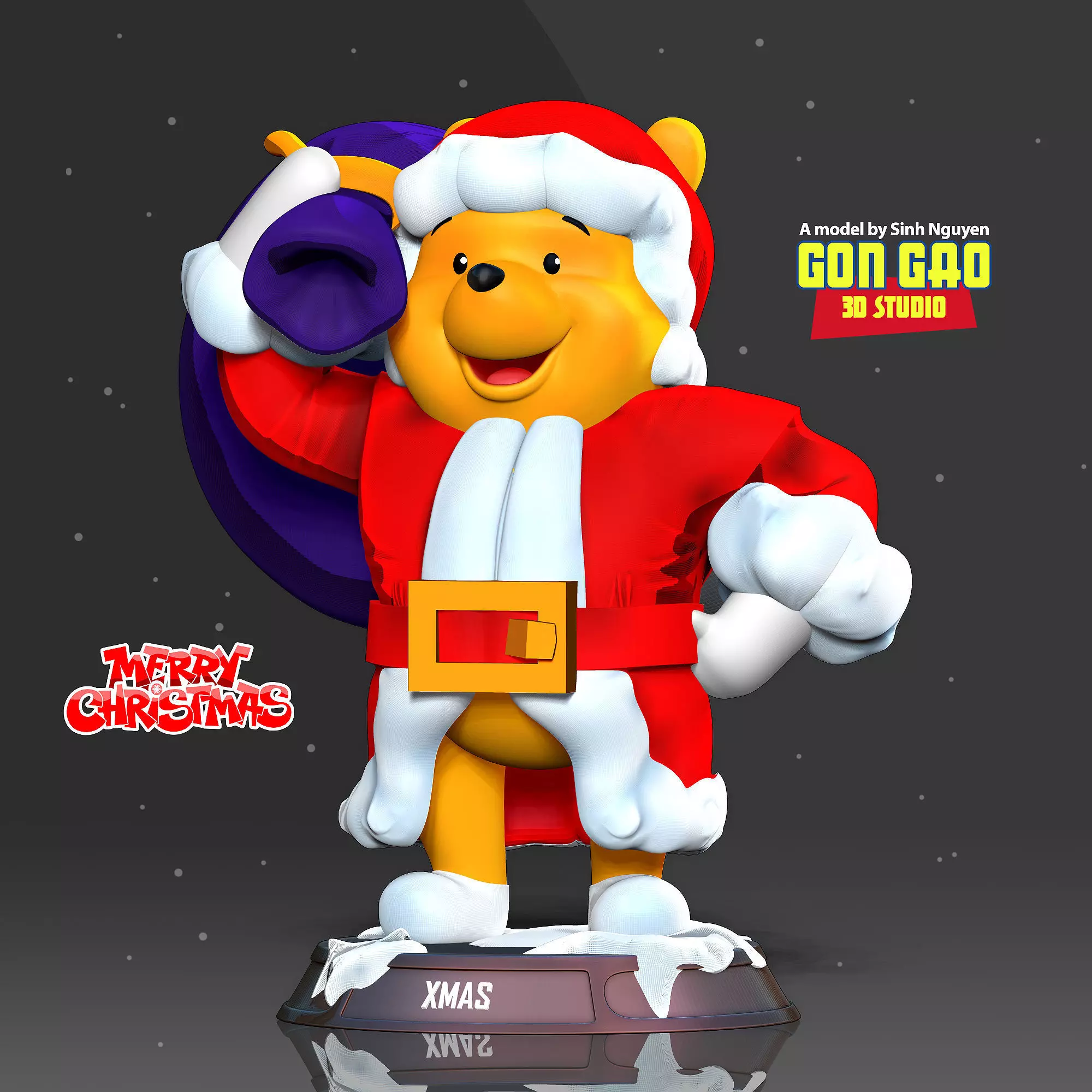 Santa Pooh 3D print model_0