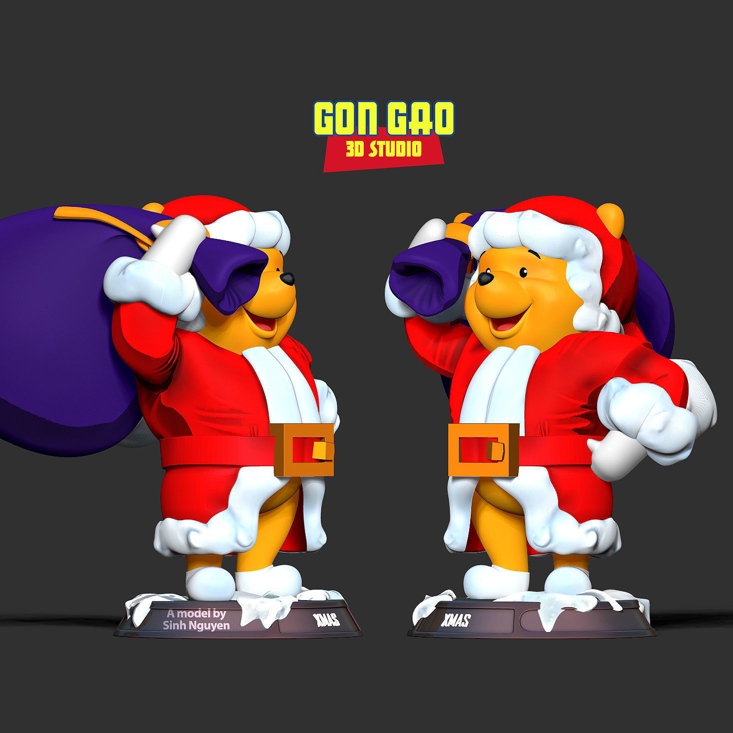 Santa Pooh 3D print model_3