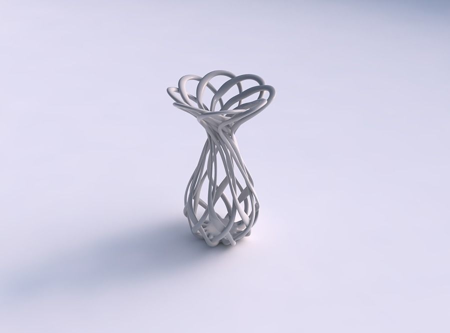 Vase twisted squeezed mid section with interlacing lattice wi... 3D print model_0