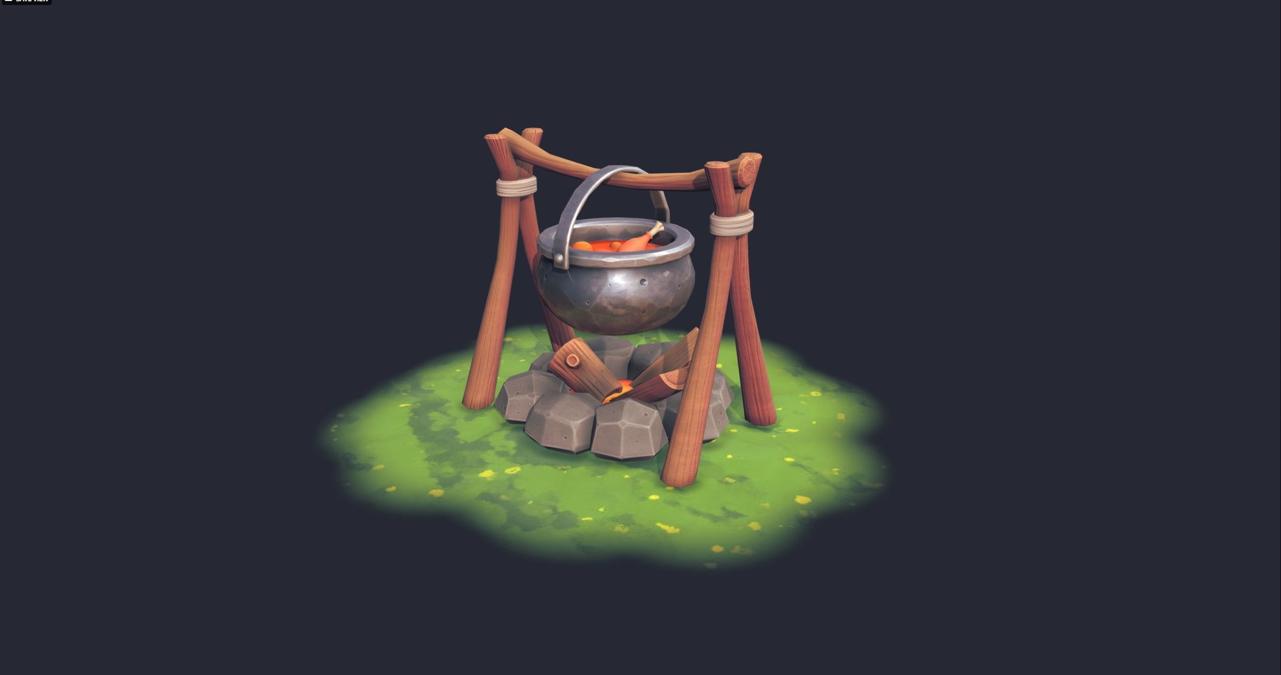 Stylized Firepit Low-poly 3D model_1