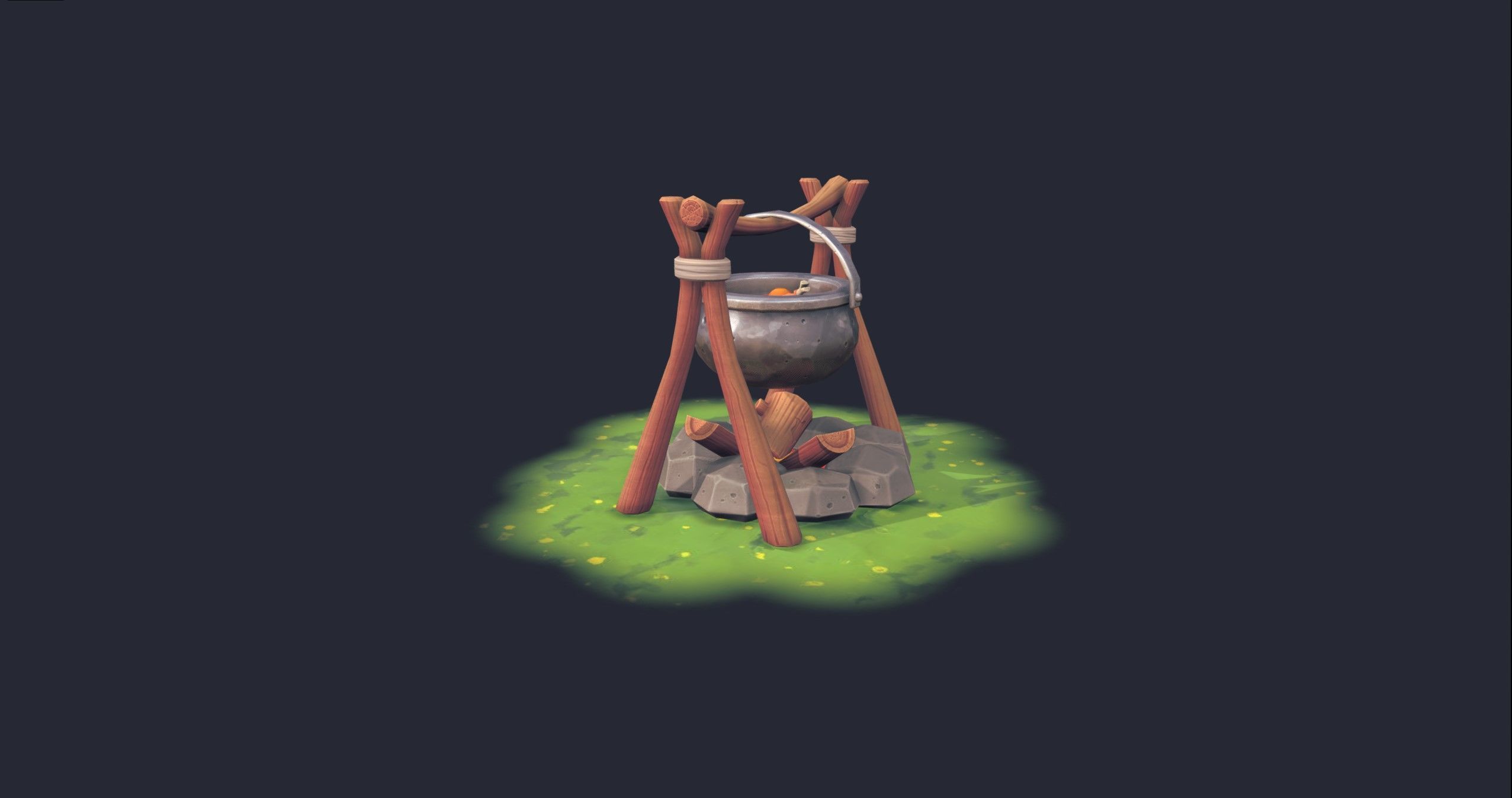 Stylized Firepit Low-poly 3D model_7