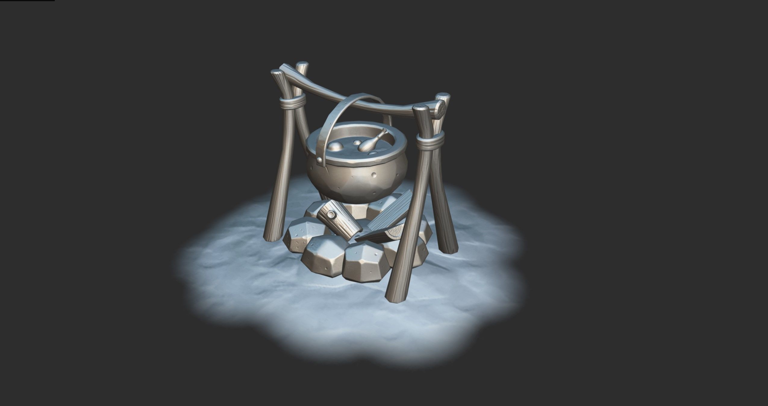 Stylized Firepit Low-poly 3D model_12
