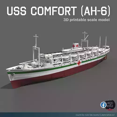 USS COMFORT AH6 WWII hospital ship 3D print model