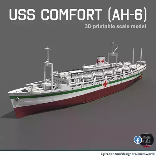 USS COMFORT AH6 WWII hospital ship 3D print model