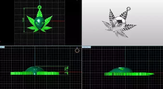 alien marijuana pendant