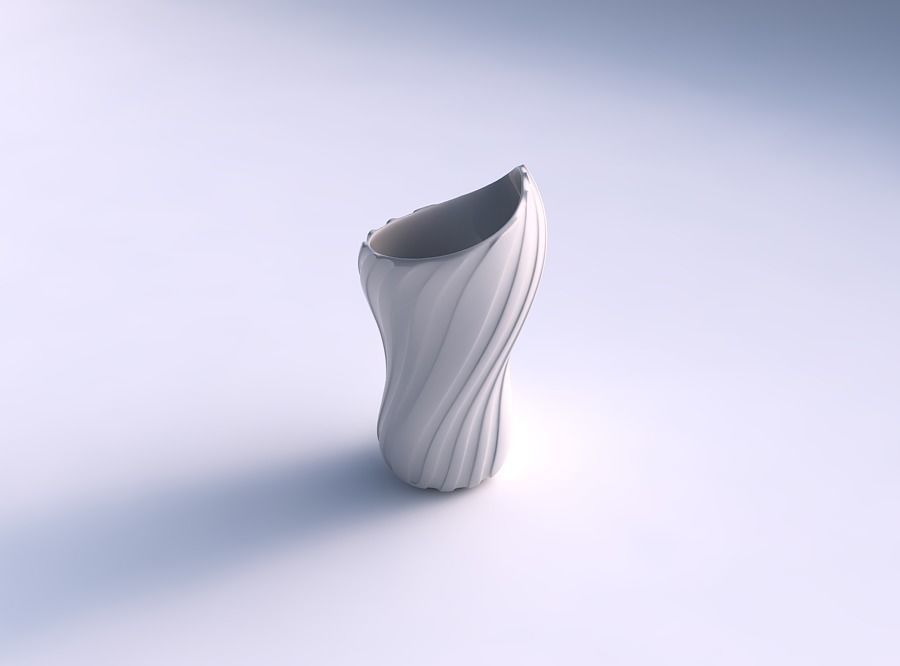 Vase vortex smooth with smooth vertical ribbons 3D print model_0