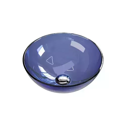 Blue Tempered Glass Vessel Sink