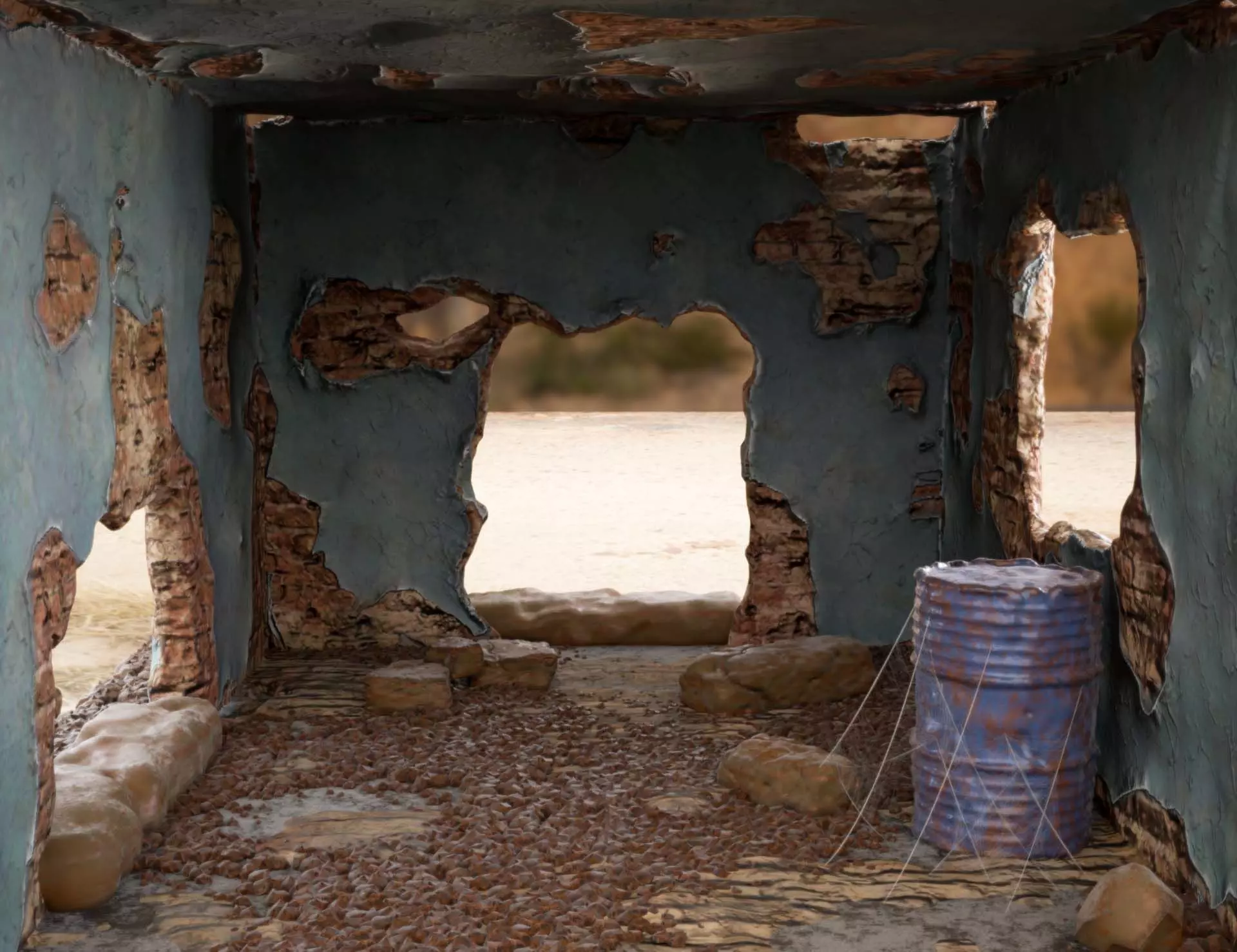 An Abandoned and Ruined Room Free 3D model
