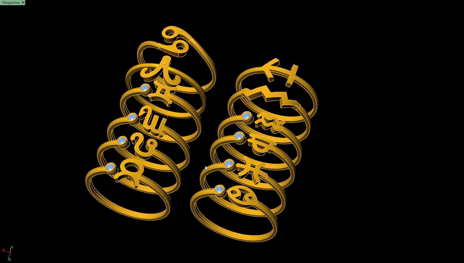 twelve zodiac signs 3D print model_1