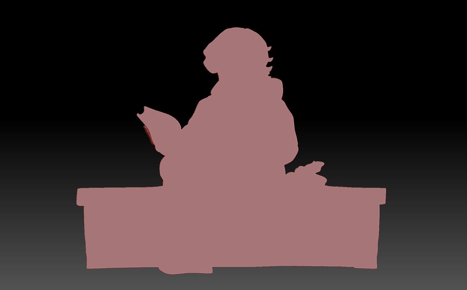 A boy is reading a book 3D print model_2