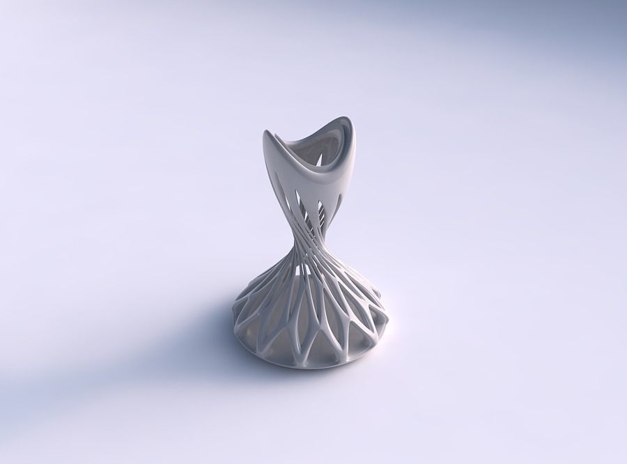 Vase twisted sand clock with smooth beveled cuts and extruded... 3D print model_0