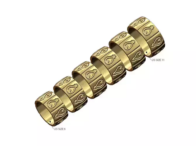 Ribbed overlapping bead crown eternity cigar band US sizes 6to11