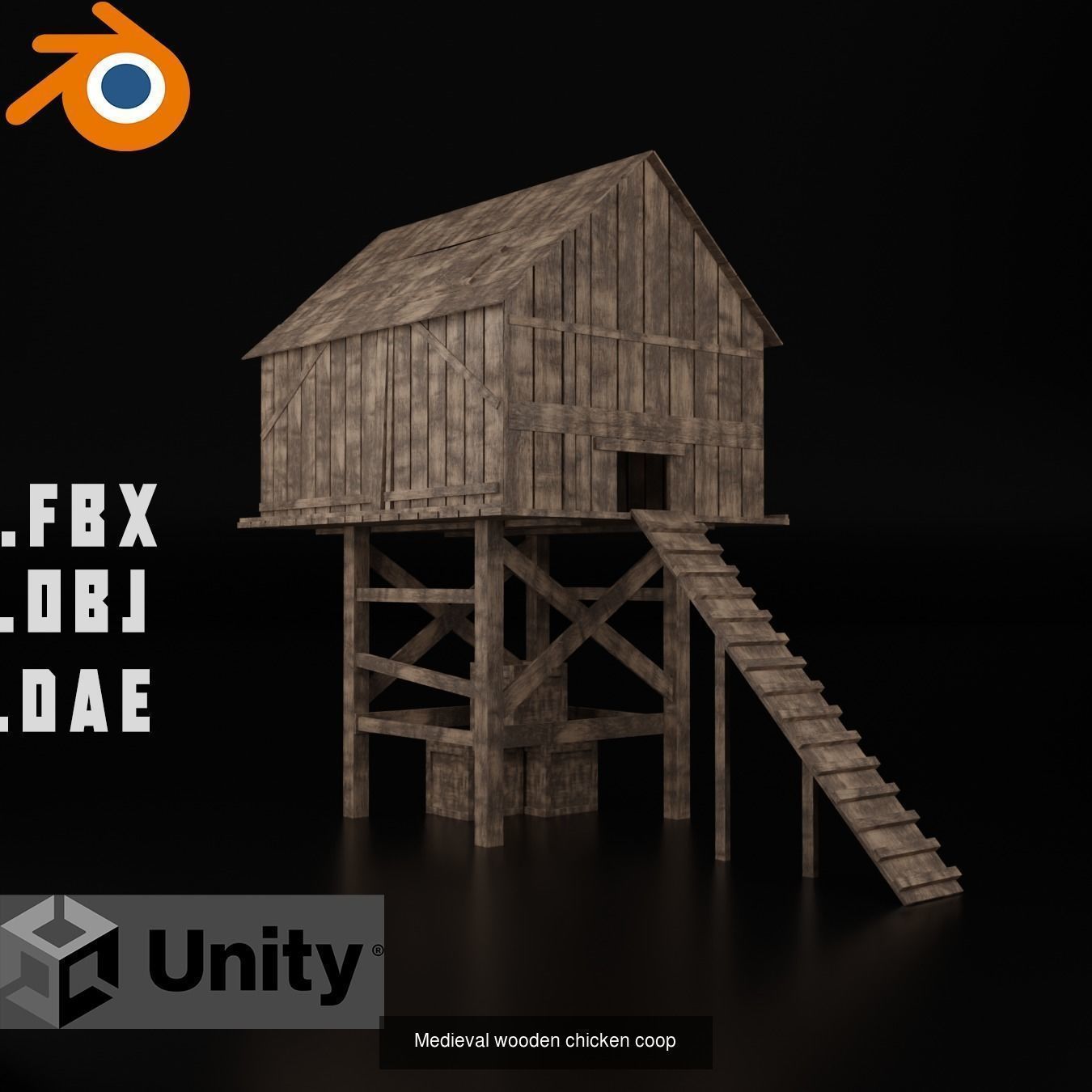 Several medieval assets medieval home and wheelbarrow 3D Model Collection_2