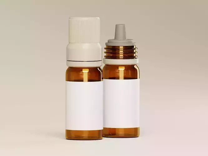 Amber Cosmetic or Medicine Bottle 3D Model