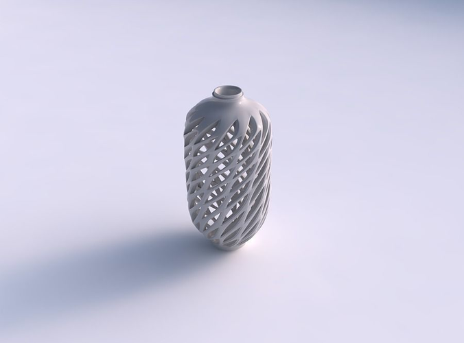 Vase twisted spherical compressed bottom with smooth cuts and extruded top widened top