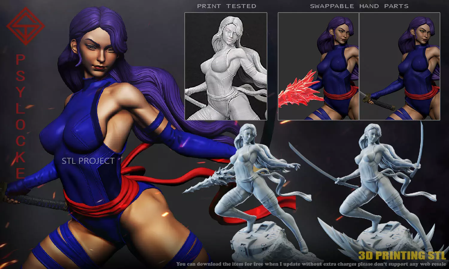 Psylocke 3D print model_0