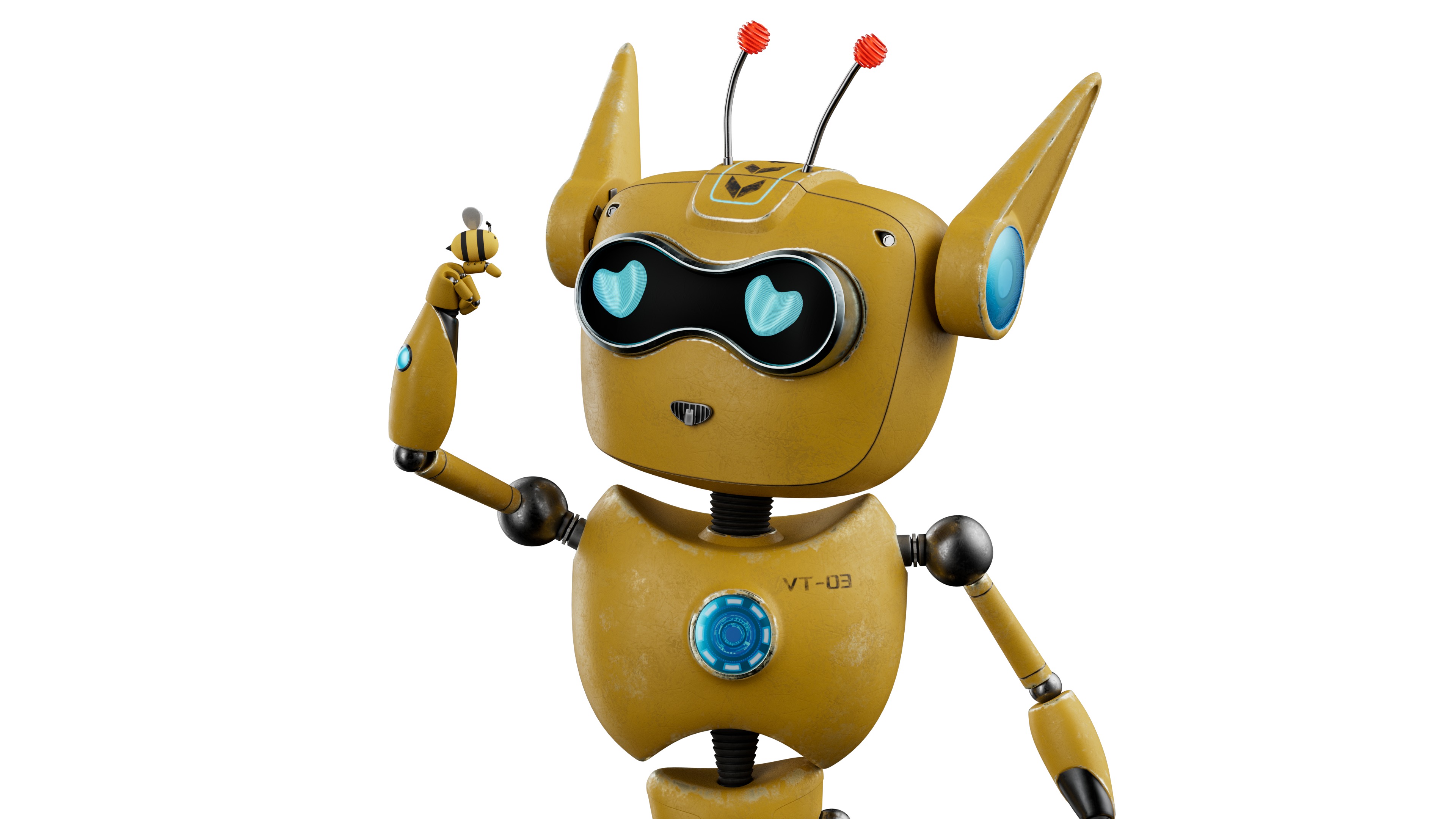 Robotic Character ROBO - CAT Blender Rigged Low-poly 3D model_3