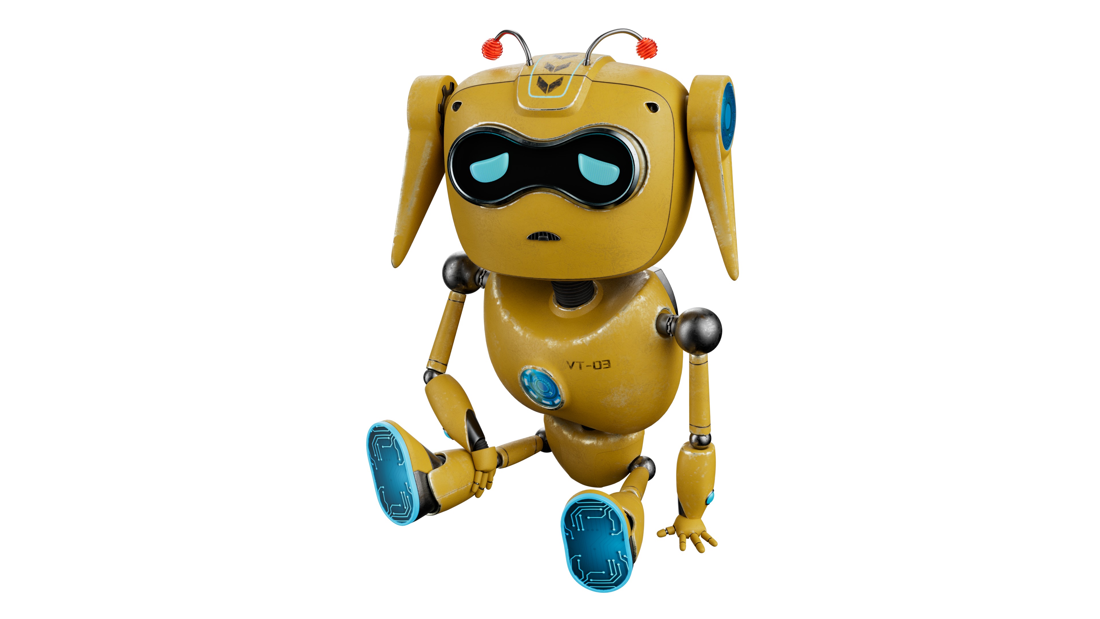 Robotic Character ROBO - CAT Blender Rigged Low-poly 3D model_6