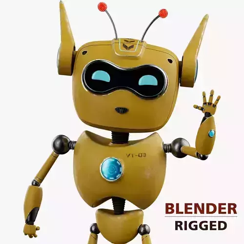 Robotic Character ROBO - CAT Blender Rigged Low-poly 3D model