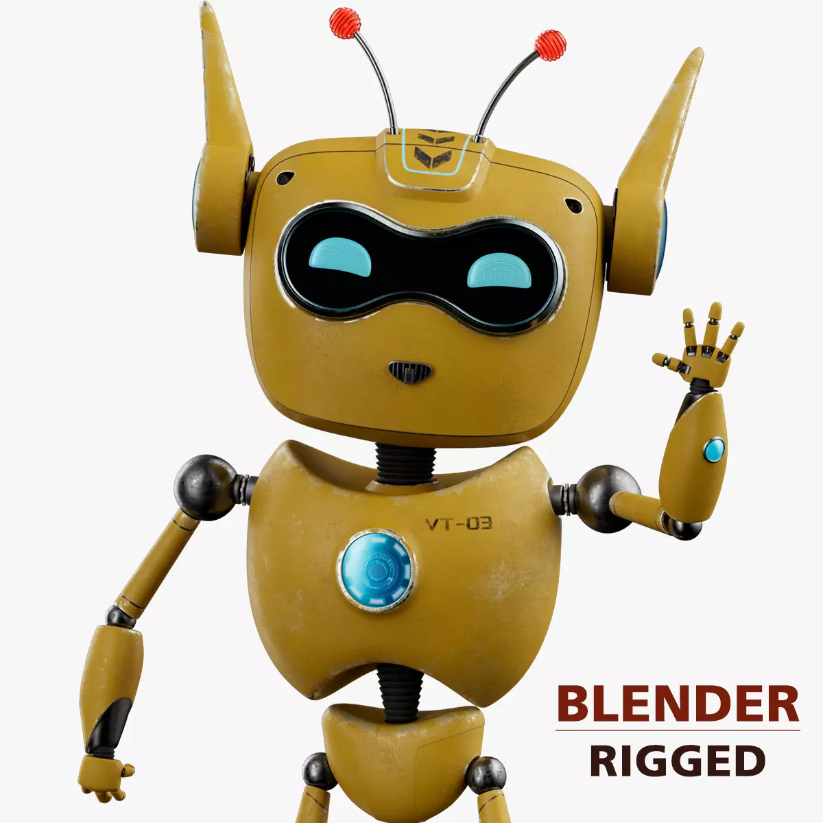 Robotic Character ROBO - CAT Blender Rigged Low-poly 3D model_0