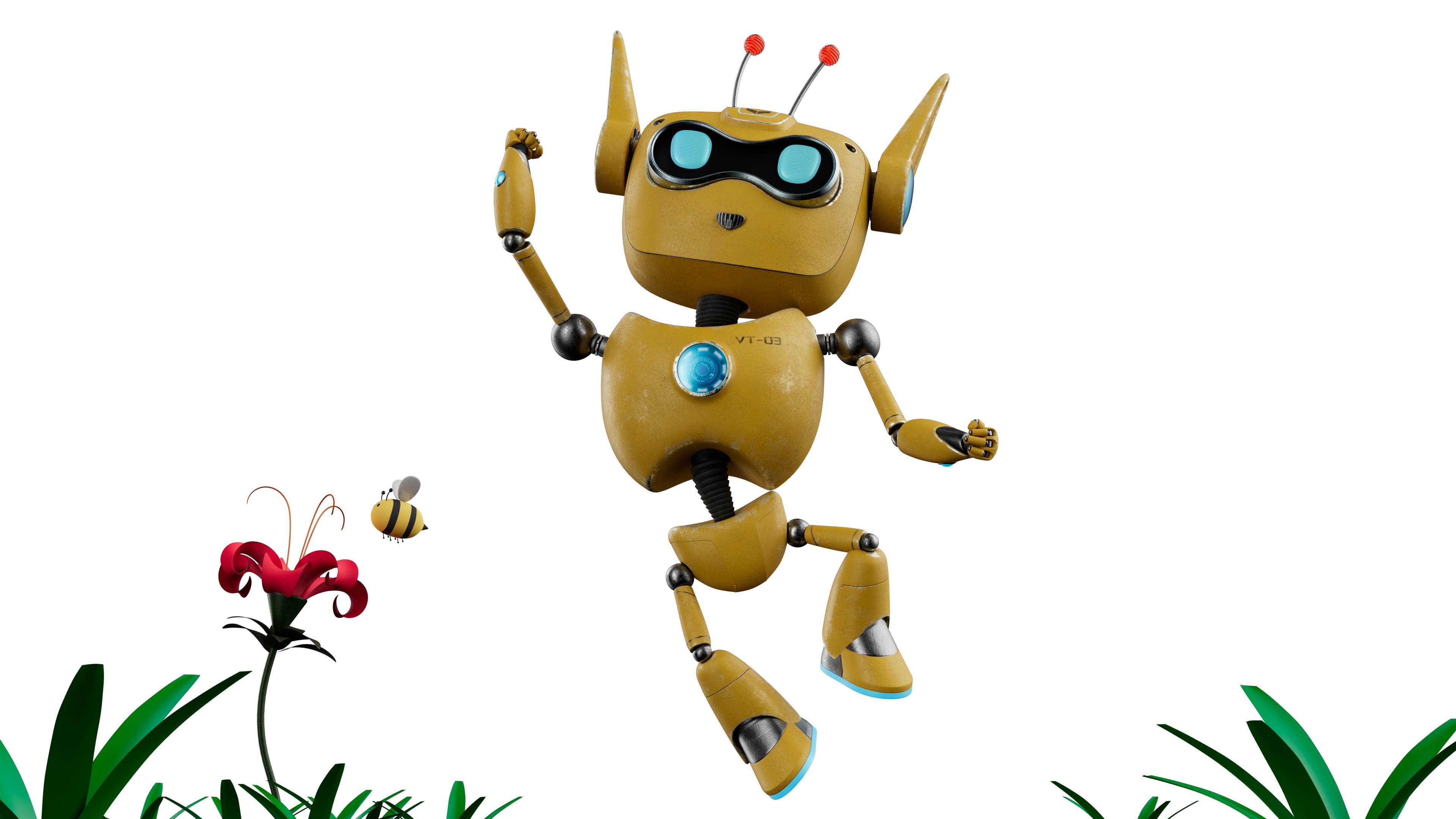 Robotic Character ROBO - CAT Blender Rigged Low-poly 3D model_5