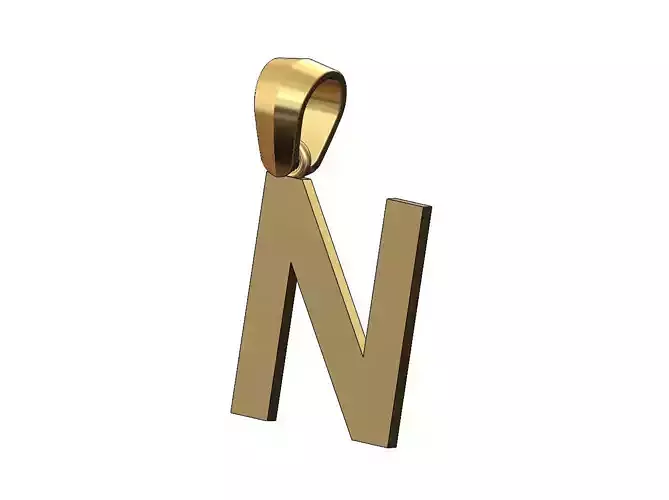 Simple N initial letter dashing font pendant charm with bail