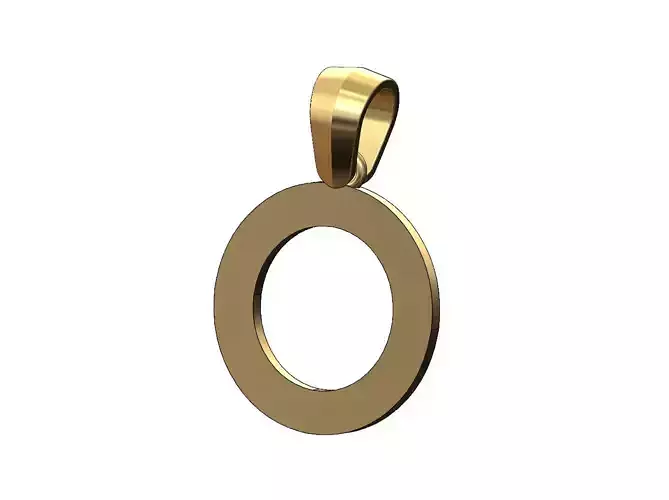Simple O initial letter dashing font pendant charm with bail