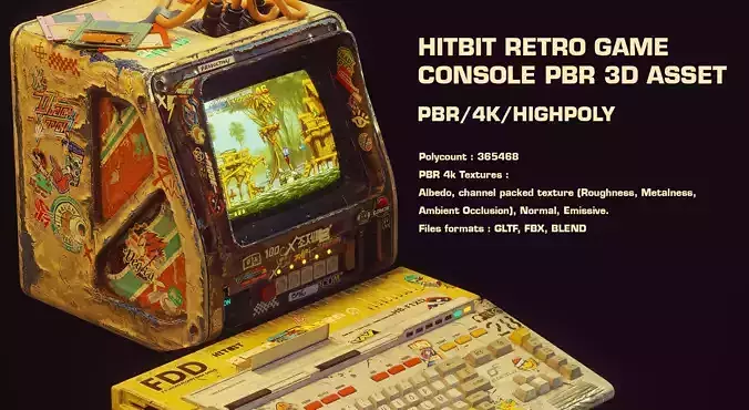 Cyberpunk Hitbit Retro Game console 3D Model
